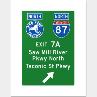 New York Thruway Northbound Exit 7A: Saw Mill River, Taconic State Pkwy Posters and Art